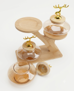 3-Tier Luxury Glass Jar Set with Wooden Tree Display Stand - Image 5