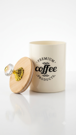 Coffee Canister with Bamboo Lid & Crystal Knob - Image 3