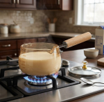 Amber Glass Saucepan with Wooden Handle & Glass Lid - Image 4