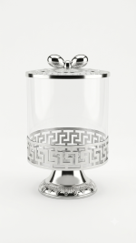 Luxury Silver Bow Pedestal PET Storage Jar