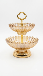 2-Tier Amber Glass Serving Tray & Fruit Stand - Image 4