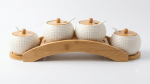 Textured Ceramic & Bamboo Spice Jar Set - Image 5