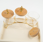3-Piece Glass Spice Jar Set with Decorative Metal Stand (800ml) - Image 2