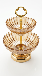2-Tier Amber Glass Serving Tray & Fruit Stand - Image 3