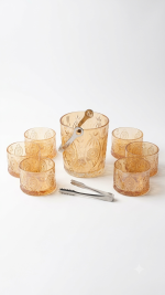 Amber Glass Ice Bucket & Tumbler Set - Image 3