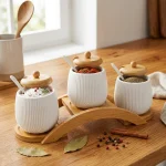 Ceramic & Bamboo Spice Jar Set - Image 5
