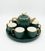 Emerald & Gold Luxury Ceramic Tea Set - Image 5