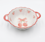 Floral Ceramic Serving Bowl with Double Handles (8 INCH) - Image 4