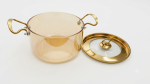Amber Glass pot with Gold Handles & Lid (3.5LTR) - Image 5