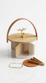 Glass Dry Fruit Basket with Bamboo Dividers (3500ML) - Image 6