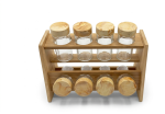 2-Tier Wooden Spice Rack Set with 8 Glass Jars - Image 2