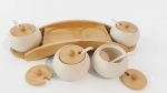 Textured Ceramic & Bamboo Spice Jar Set - Image 4