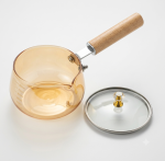 Amber Glass Saucepan with Wooden Handle & Glass Lid - Image 5