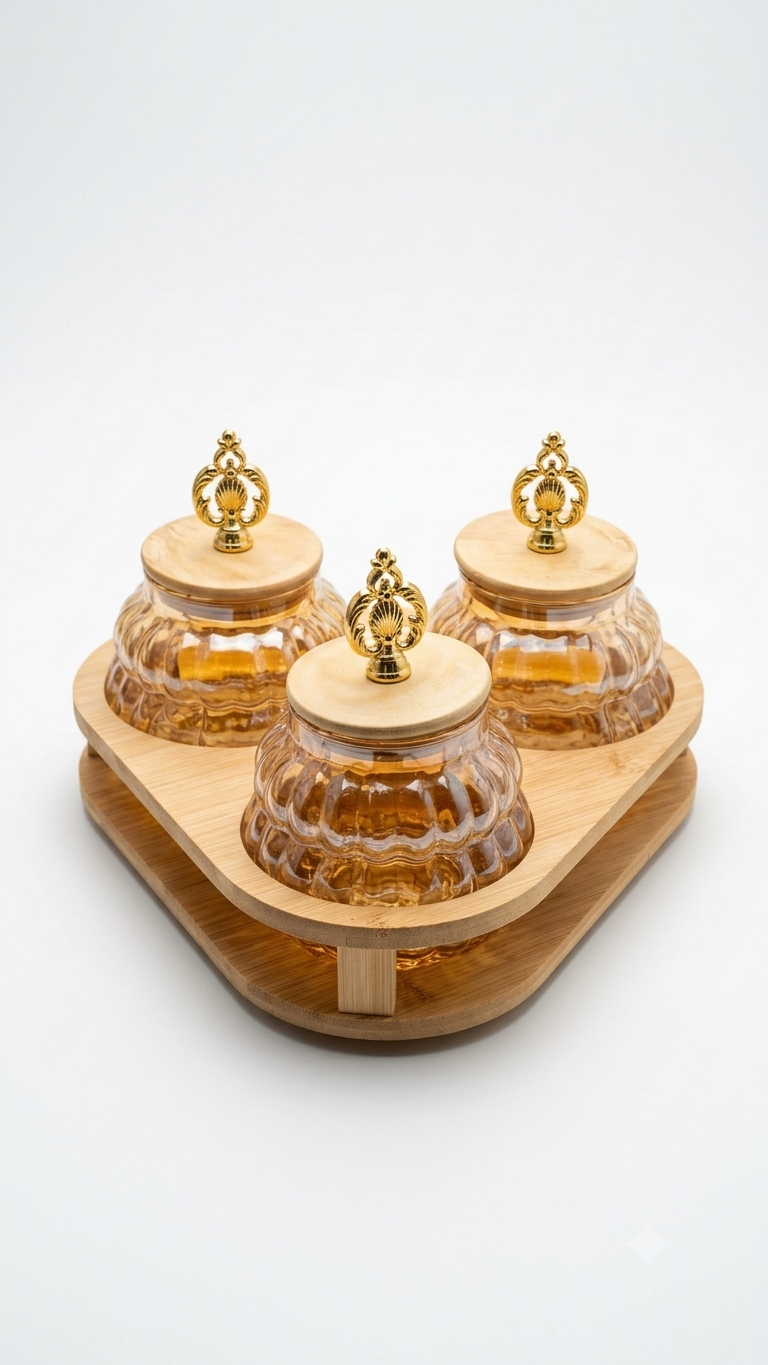 Gemini_Generated_Image_ibly74ibly74ibly 3-Piece Fluted Glass Spice Jar Set with Triangular Wooden Tray - Image 1