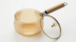 Amber Fluted Glass Saucepan with Wooden Handle & Glass Lid - Image 2