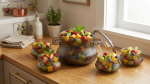 Modern Fluted Glass Serving Bowl Set(1800ML,260ML) - Image 6