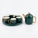 Emerald & Gold Luxury Ceramic Tea Set - Image 2