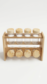 2-Tier Wooden Spice Rack Set with 8 Glass Jars
