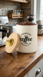 Coffee Canister with Bamboo Lid & Crystal Knob - Image 2