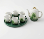 Green Floral Ceramic Tea Set