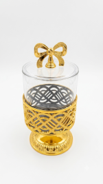 Luxury Gold Bow Pedestal Glass Storage Jar (800ML) - Image 3