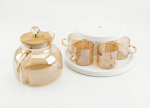 Glass Tea Set with Bamboo Lid, Crystal Knob & 2-Tier Serving Stand - Image 4
