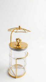 3-Tier Glass & Gold Storage Jar Set with Umbrella Stand(400ML) - Image 3