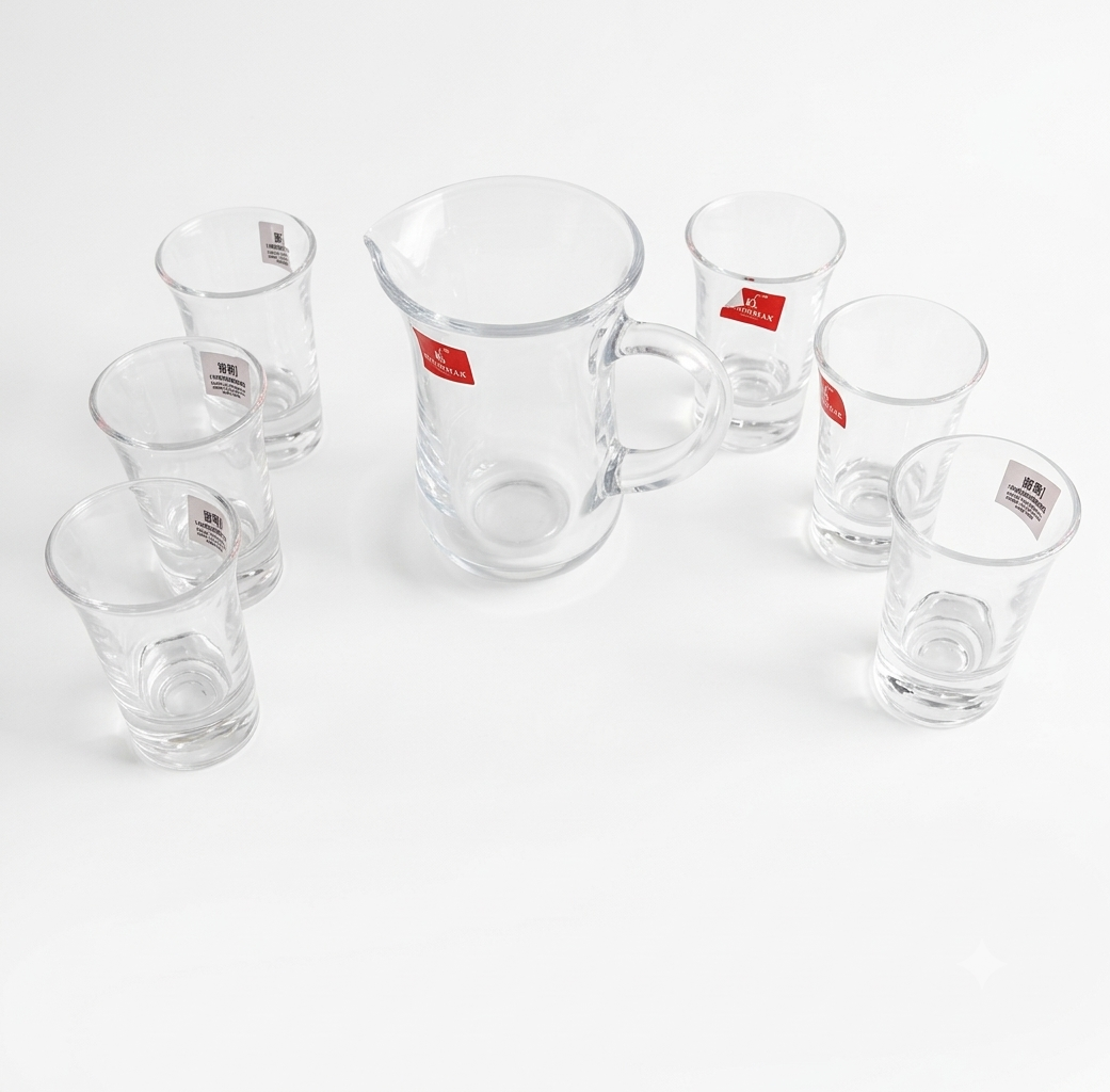 Gemini_Generated_Image_m0mgndm0mgndm0mg 7-Piece Glassware Set – Pitcher & matching Drinkware (40ML) - Image 1