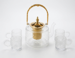 Glass Teapot Set with Gold Overhead Handle & Infuser - Image 4