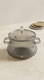 Modern Fluted Glass Serving Bowl Set(1800ML,260ML) - Image 3
