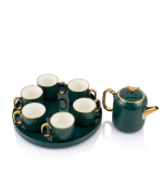 Emerald & Gold Luxury Ceramic Tea Set - Image 3