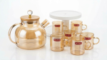 Glass Tea Set with Bamboo Lid, Crystal Knob & 2-Tier Serving Stand - Image 3