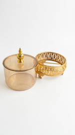 Royal Gold Plated Glass Jar with Lid - Image 4