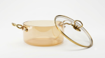 Amber Glass Casserole Pot with Gold Handles (2.5LTR) - Image 3