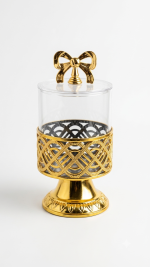Luxury Gold Bow Pedestal Glass Storage Jar (800ML) - Image 6