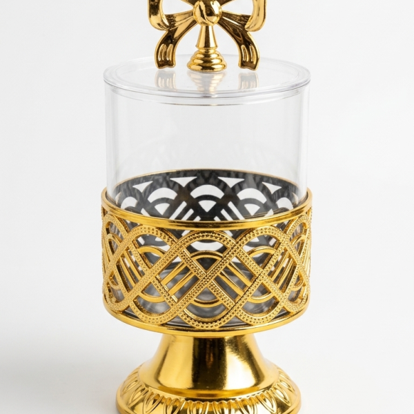 Luxury Gold Bow Pedestal Glass Storage Jar (800ML)