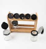 8-Piece Modular Glass Spice Jar Set with Two-Tier Bamboo Organizer - Image 4