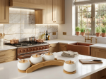 Textured Ceramic & Bamboo Spice Jar Set - Image 2