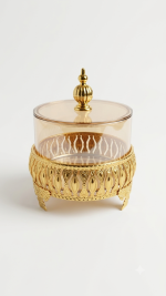 Royal Gold Plated Glass Jar with Lid - Image 6