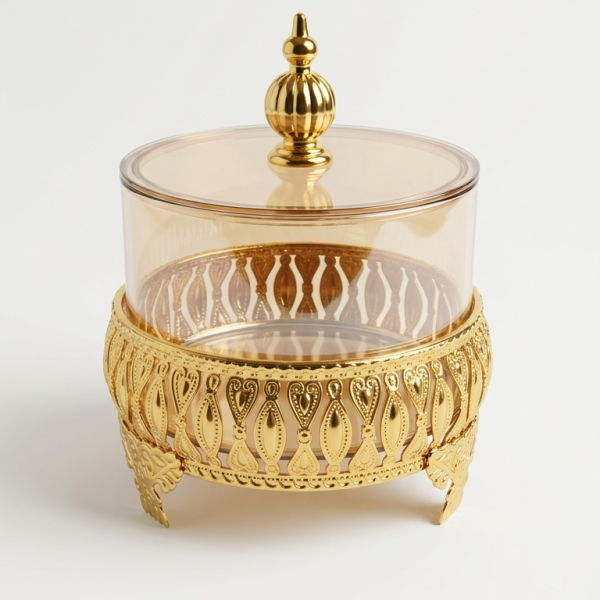 Royal Gold Plated Glass Jar with Lid