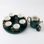 Emerald & Gold Luxury Ceramic Tea Set - Image 6