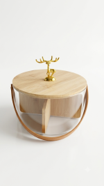 Glass Dry Fruit Basket with Bamboo Dividers (3500ML) - Image 3