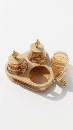 3-Piece Fluted Glass Spice Jar Set with Triangular Wooden Tray - Image 5