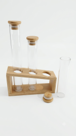 3-Piece Test Tube Spice Rack Set with Angled Wooden Stand - Image 4