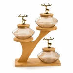 3-Tier Luxury Glass Jar Set with Wooden Tree Display Stand