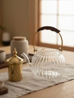 Luxury Ribbed Glass Teapot with Infuser (1280ml) - Image 5
