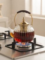 Luxury Ribbed Glass Teapot with Infuser (1280ml) - Image 3