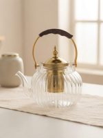 Luxury Ribbed Glass Teapot with Infuser (1280ml)
