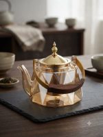 Diamond Amber Glass Teapot with Infuser(1280ML) - Luxury Gold Edition - Image 4