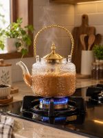Glass Teapot Set with Gold Overhead Handle & Infuser - Image 6